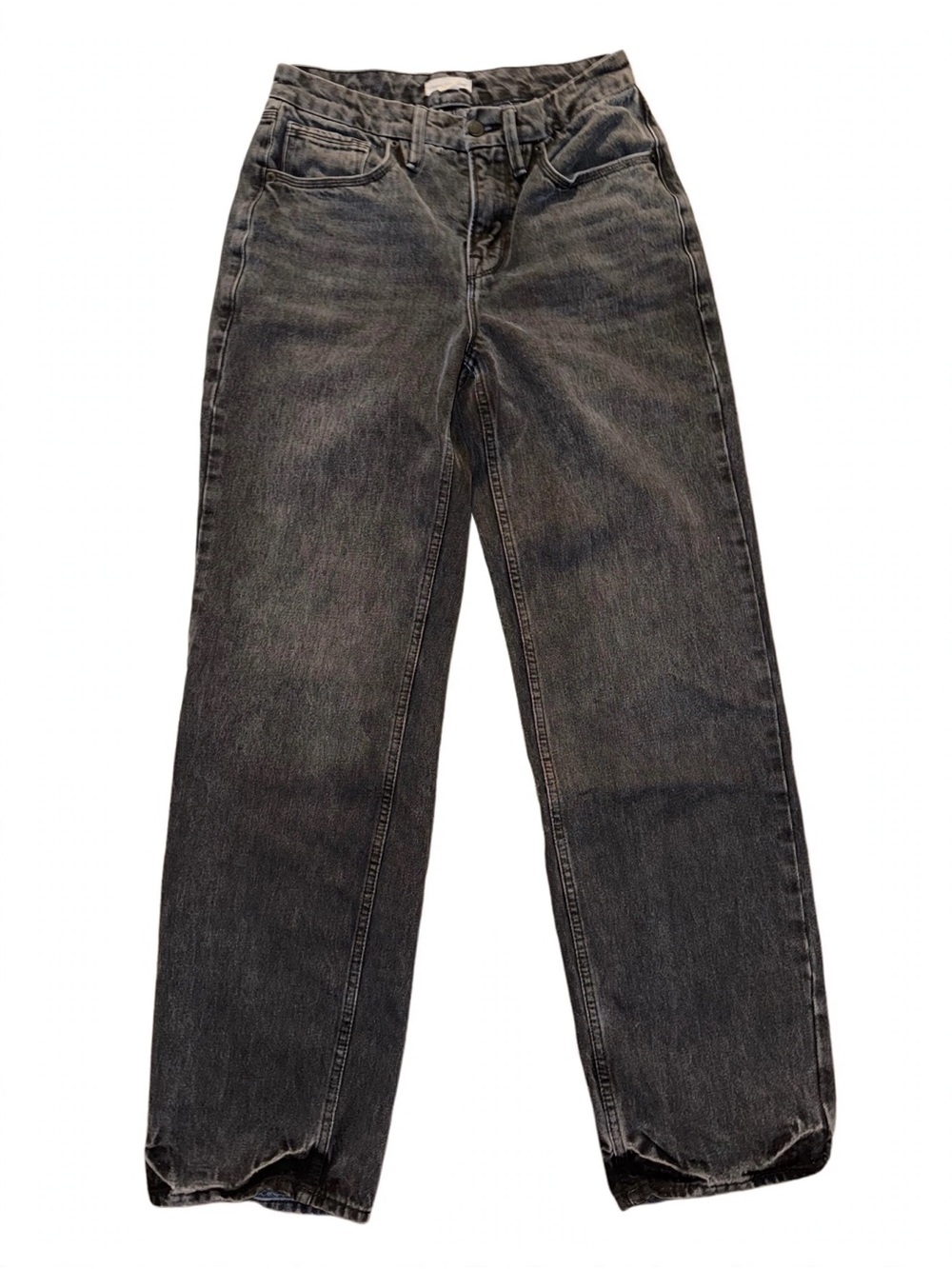 Good American Jeans Womens 2 / 26 Black Faded Grey Straight Leg High Rise Jeans